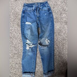 Old Navy Distressed Boyfriend Jeans in Medium Blue Wash